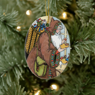 Ornement Ovale En Céramique Noël Vintage, Jouets du Père Noël Chaussures