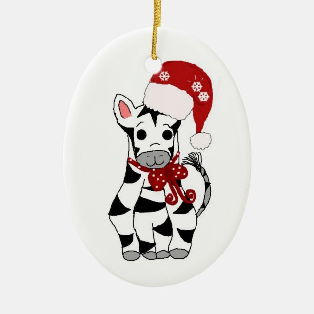 Ornement Ovale En Céramique Noël Zebra (Devant)