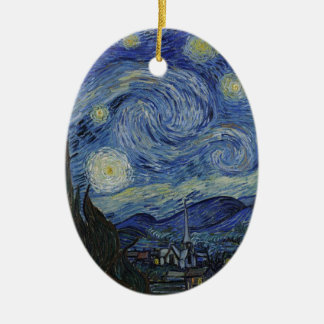 Ornement Ovale En Céramique Nuit étoilée de Van Gogh