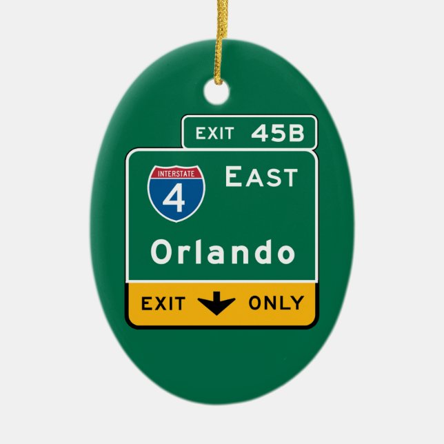 Ornement Ovale En Céramique Orlando, panneau routier de FL (Devant)