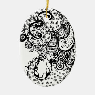 Ornement Ovale En Céramique Paisley divin