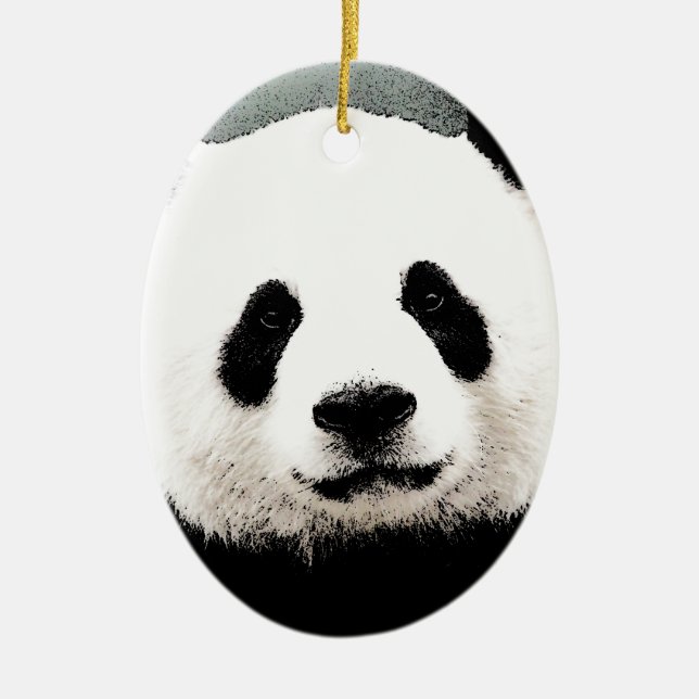 Ornement Ovale En Céramique Panda (Devant)