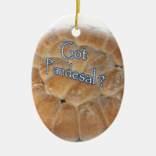 Ornement Ovale En Céramique Pandesal obtenu, petit pain doux philippin de