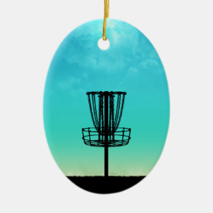 Ornement Ovale En Céramique Panier de golf de disque