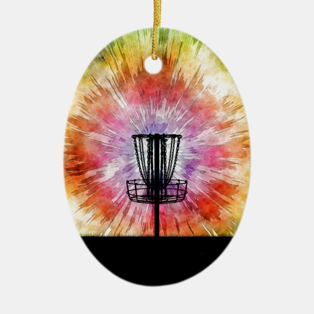 Ornement Ovale En Céramique Panier de golf de Tie Dye Disk (Devant)