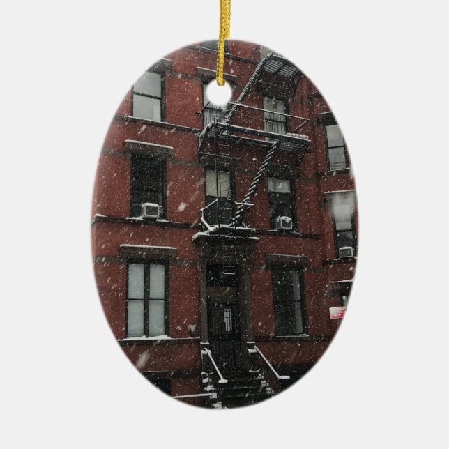 Ornement Ovale En Céramique Partie supérieure ouest Browstone Fire Escape NYC  (Devant)
