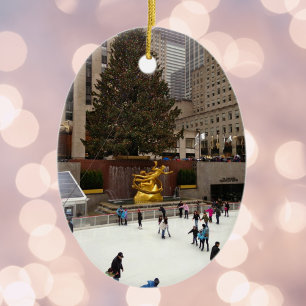 Ornement Ovale En Céramique Patinoire de patinage de New York Noël Fêtes NYC