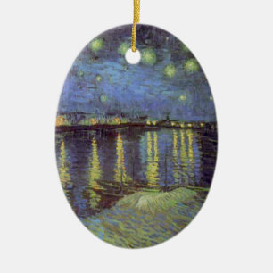 Ornement Ovale En Céramique Peinture nocturne étoilée de Van Gogh