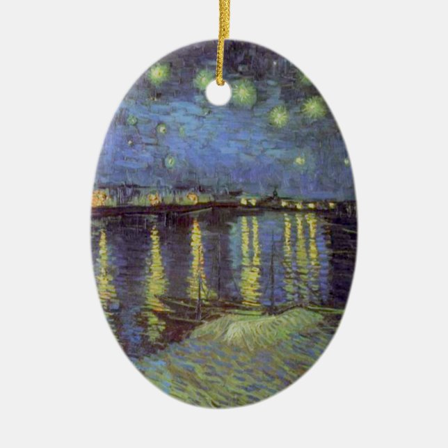 Ornement Ovale En Céramique Peinture nocturne étoilée de Van Gogh (Devant)