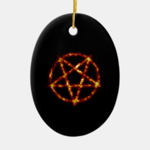 Ornement Ovale En Céramique pentagramme