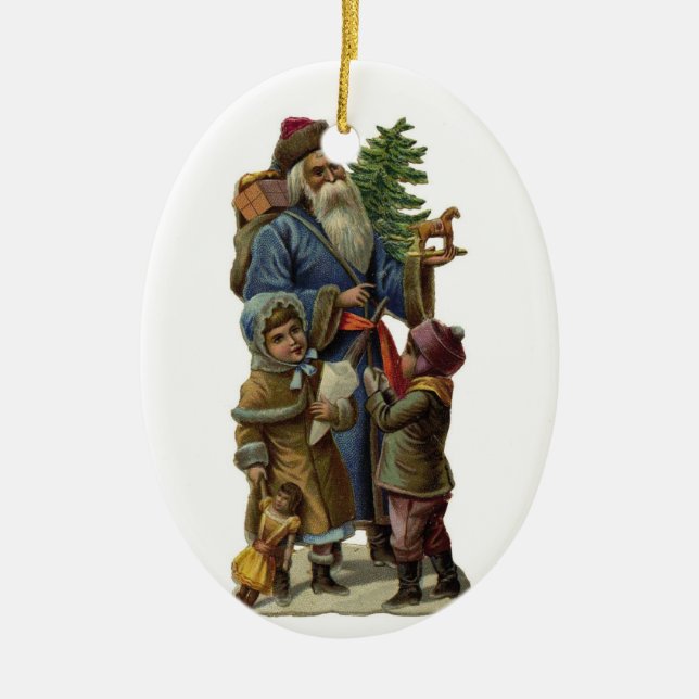 Ornement Ovale En Céramique Père Noël (Devant)
