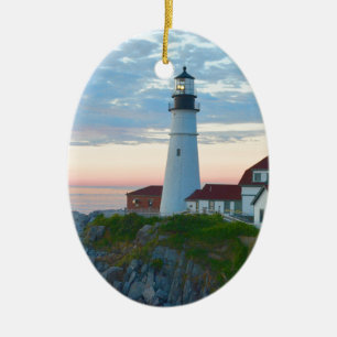 Ornement Ovale En Céramique Phare stupéfiant de Portland