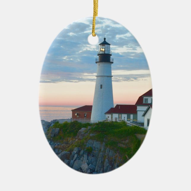 Ornement Ovale En Céramique Phare stupéfiant de Portland (Devant)
