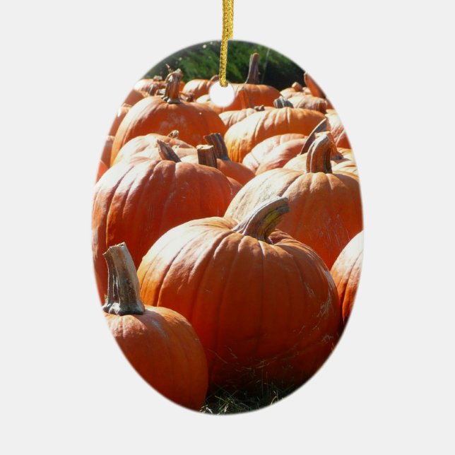 Ornement Ovale En Céramique Photo citrouille pour automne, Halloween ou Thanks (Devant)