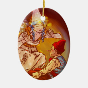 Ornement Ovale En Céramique Pinocchio