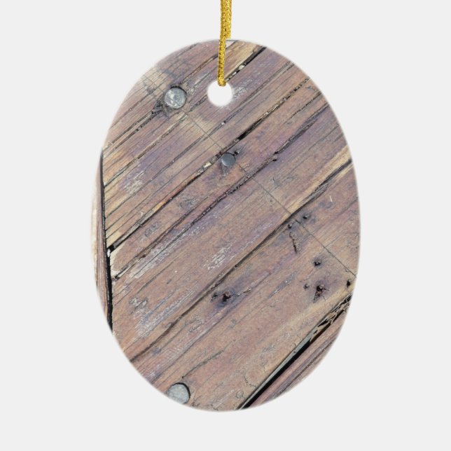 Ornement Ovale En Céramique Plaque texturée en bois patiné (Devant)