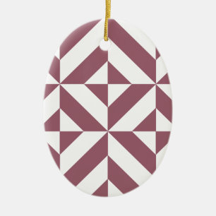 Ornement Ovale En Céramique Plum Geometric Deco Cube Pattern