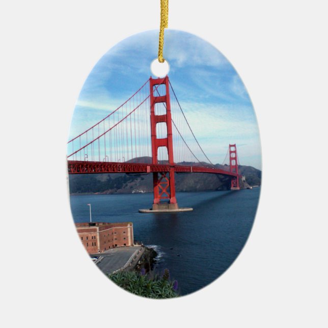 Ornement Ovale En Céramique Pont Golden Gate (Devant)