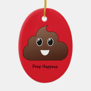 Ornement Ovale En Céramique Poop arrive Ornament Emoji