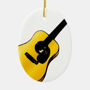 Ornement Ovale En Céramique Pop Art Guitare
