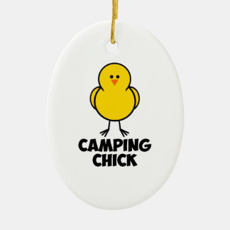 Ornement Ovale En Céramique Poussin de camping