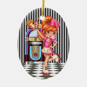 Ornement Ovale En Céramique Professions - Serveuse - SRF