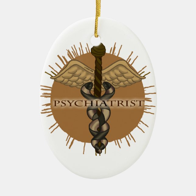 Ornement Ovale En Céramique Psychiatre Caduceus Oval (Devant)