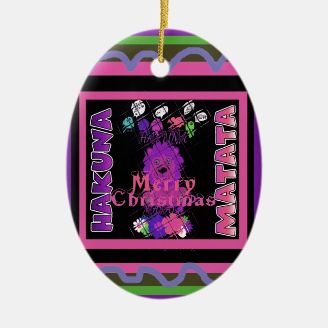 Ornement Ovale En Céramique Purple Baby Simba Joyeux Noël Collection (Devant)