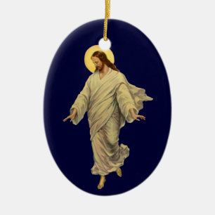 Ornement Ovale En Céramique Religion vintage, Jésus Christ marche sur l'eau