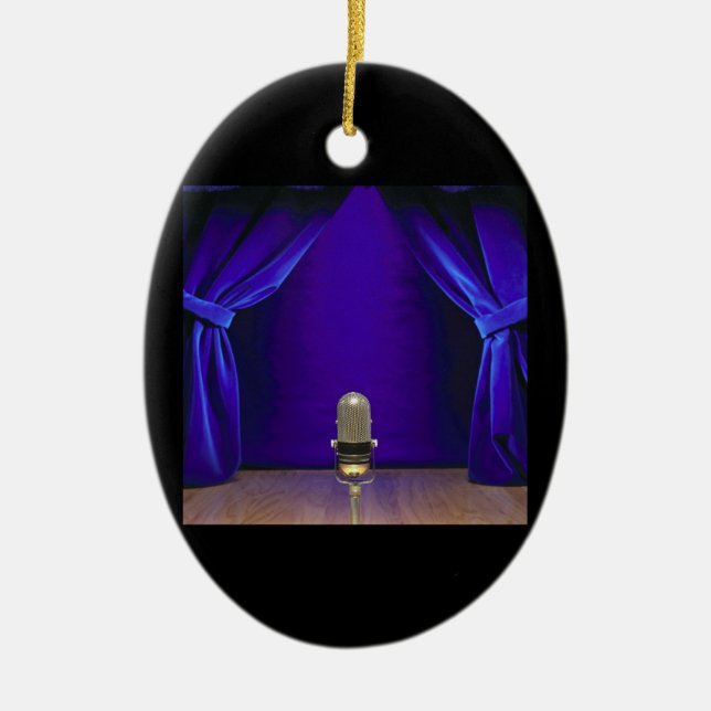 Ornement Ovale En Céramique Rétro microphone sur l'étape (Devant)