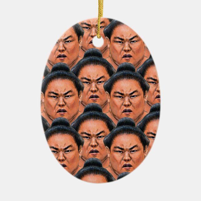 Ornement Ovale En Céramique RIKISHI ! ! (Lutteur de sumo) (Devant)