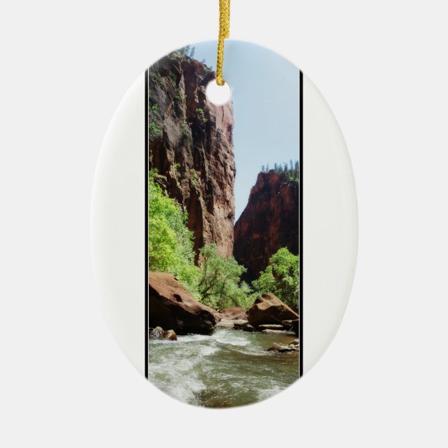 Ornement Ovale En Céramique Rivière Vierge Au Parc Zion Nat'l (Devant)