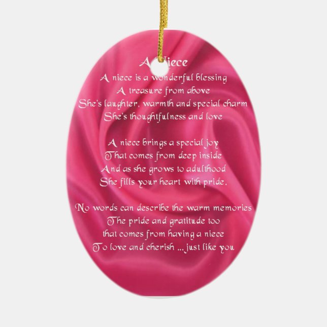Ornement Ovale En Céramique Rose - poème de nièce (Devant)