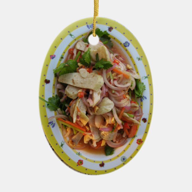 Ornement Ovale En Céramique Salade de Saucisses épicées thaïlandaises ... Alim (Devant)