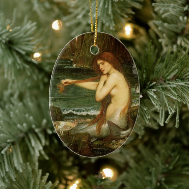 Ornement Ovale En Céramique Sirène par John William Waterhouse (Arbre)