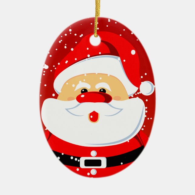 Ornement Ovale En Céramique Soirée de Noël du Père Noël (Devant)