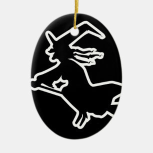 Ornement Ovale En Céramique Sorcière blanche