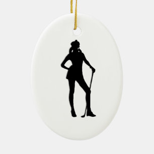Ornement Ovale En Céramique Sport de golf féminin