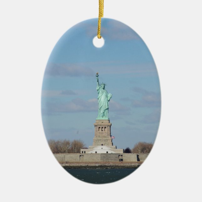 Ornement Ovale En Céramique Statue De La Liberté (Devant)
