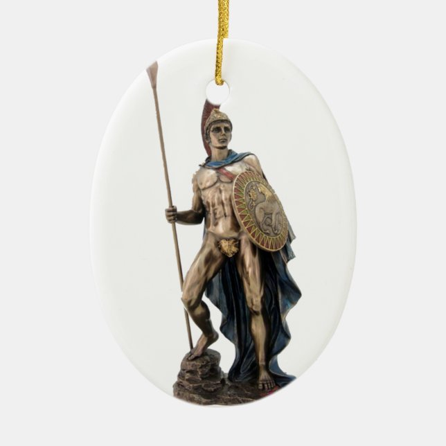 ORNEMENT OVALE EN CÉRAMIQUE STATUE GRECQUE D'UN DIEU DE GUERRIER D'ARES (Devant)