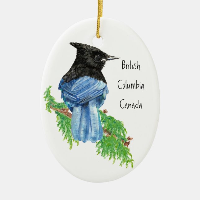Ornement Ovale En Céramique Stellar Jay C.-B. Colombie-Britannique, Canada (Devant)