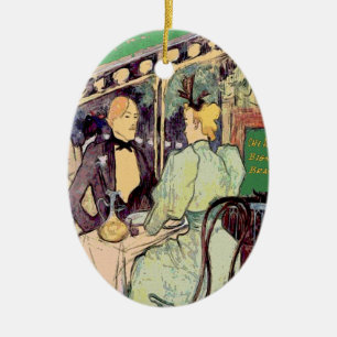 Ornement Ovale En Céramique Style de Cafe Du Monde Vintage