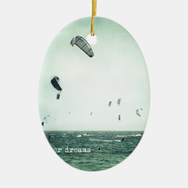 Ornement Ovale En Céramique Summer dreams. Kite surf (Devant)