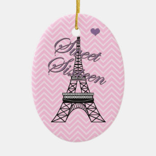 Ornement Ovale En Céramique Sweet personnalisé 16 Paris Tour Eiffel