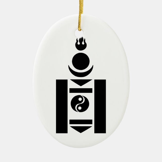 Ornement Ovale En Céramique Symbole de Mongolian de Soyombo (Devant)