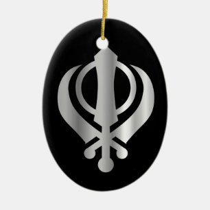Ornement Ovale En Céramique Symbole de religion de Sikhisme