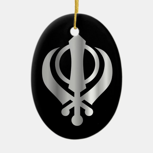 Ornement Ovale En Céramique Symbole de religion de Sikhisme (Devant)