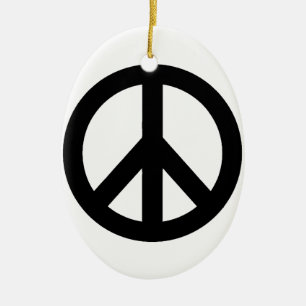 ORNEMENT OVALE EN CÉRAMIQUE SYMBOLE SYMBOLE DE LA PAIX BLANC NOIR