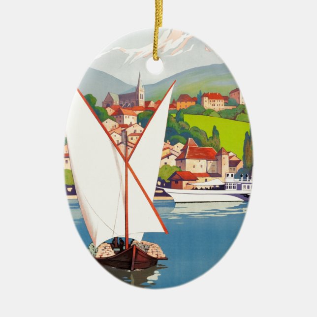 Ornement Ovale En Céramique Thonon Les Bains Français Travel Europe (Devant)