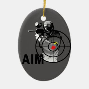Ornement Ovale En Céramique Tireur de Paintball - but